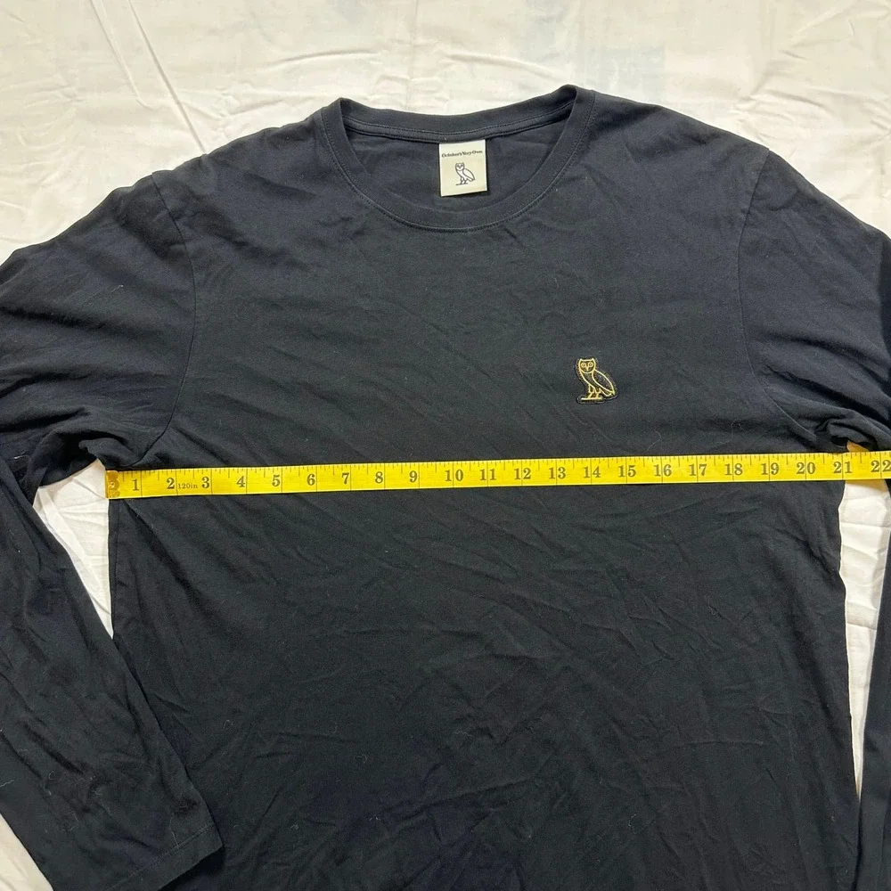 OVO October's Very Own Black Owl Logo Long Sleeve Tee Mens Medium